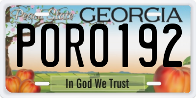 GA license plate POR0192