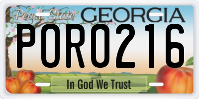 GA license plate POR0216