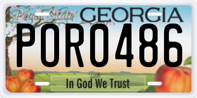 GA license plate POR0486