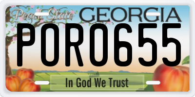 GA license plate POR0655