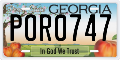 GA license plate POR0747