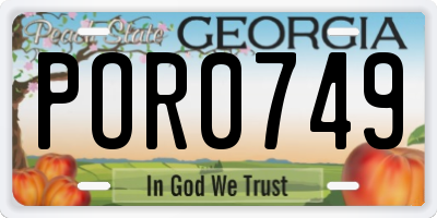 GA license plate POR0749
