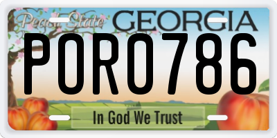 GA license plate POR0786