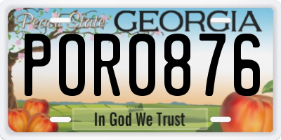 GA license plate POR0876