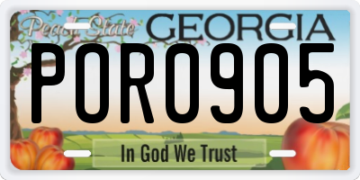 GA license plate POR0905