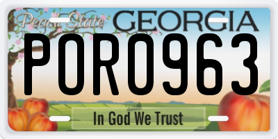 GA license plate POR0963