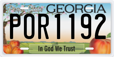 GA license plate POR1192