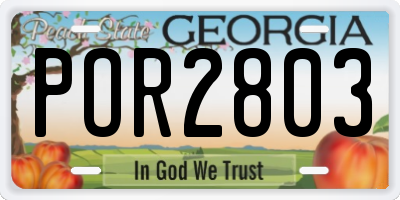 GA license plate POR2803