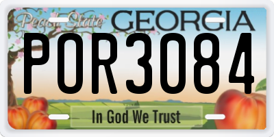 GA license plate POR3084