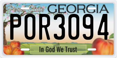 GA license plate POR3094