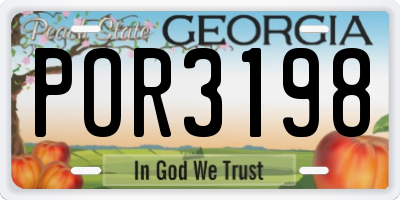 GA license plate POR3198