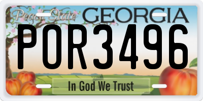 GA license plate POR3496