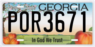 GA license plate POR3671