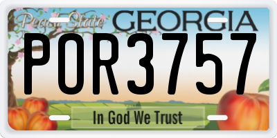 GA license plate POR3757