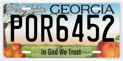GA license plate POR6452
