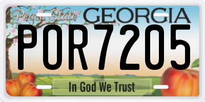 GA license plate POR7205