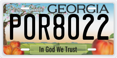 GA license plate POR8022