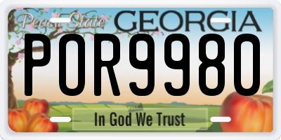 GA license plate POR9980