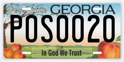 GA license plate POS0020