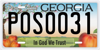 GA license plate POS0031