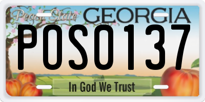 GA license plate POS0137