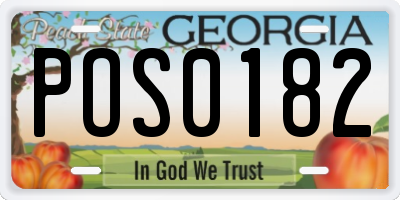 GA license plate POS0182