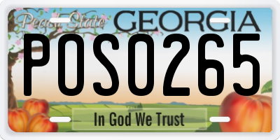 GA license plate POS0265