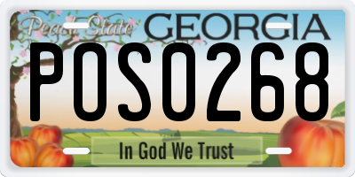 GA license plate POS0268