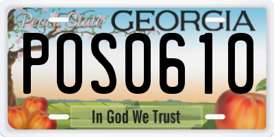 GA license plate POS0610