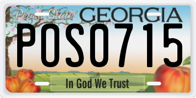 GA license plate POS0715