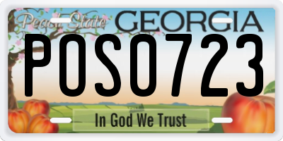 GA license plate POS0723
