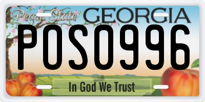 GA license plate POS0996