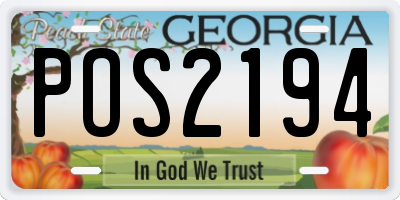 GA license plate POS2194