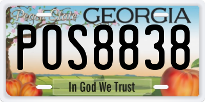 GA license plate POS8838