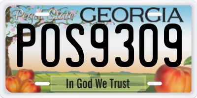 GA license plate POS9309