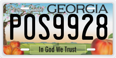 GA license plate POS9928