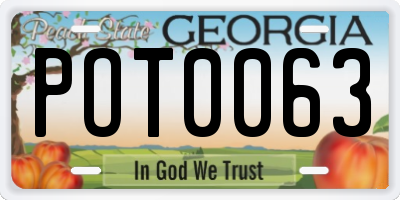 GA license plate POT0063