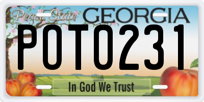 GA license plate POT0231