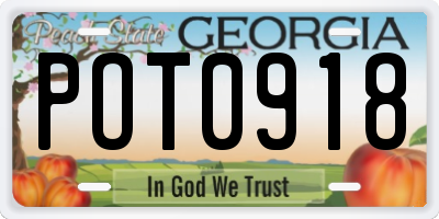 GA license plate POT0918