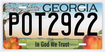 GA license plate POT2922
