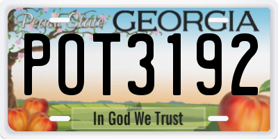GA license plate POT3192