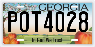 GA license plate POT4028