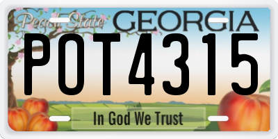 GA license plate POT4315