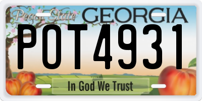 GA license plate POT4931