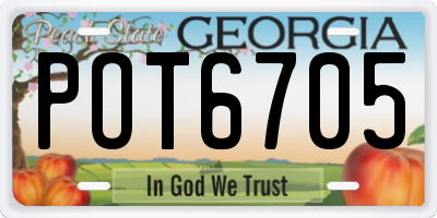 GA license plate POT6705