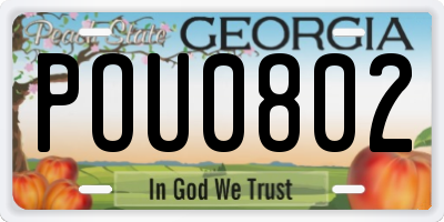 GA license plate POU0802
