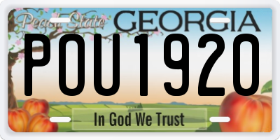 GA license plate POU1920