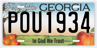 GA license plate POU1934