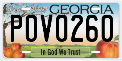 GA license plate POV0260