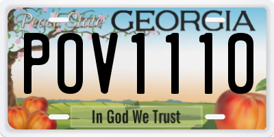 GA license plate POV1110